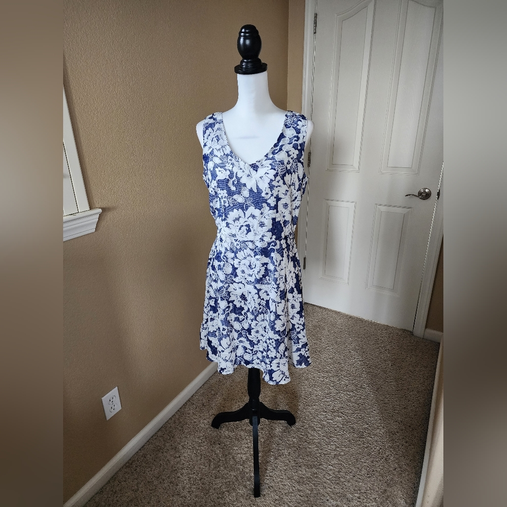 New Charming Charlie blue and white floral dress